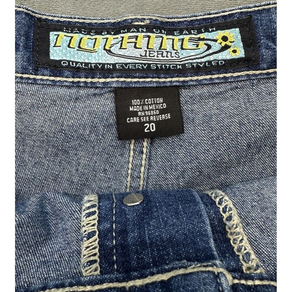 Nothing Jeans Womens 20 Blue Wide Flared Denim Y2K Button Fly Pockets Plus - Picture 7 of 12